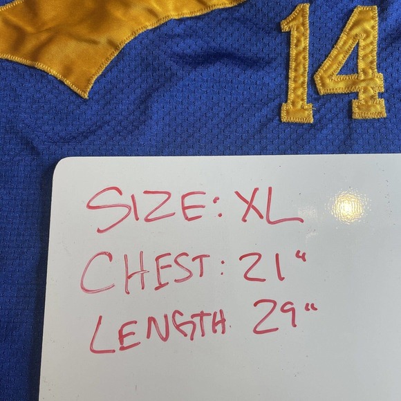 Harv-al tag Edison Baseball jersey size XL extra large Blue Yellow #14 Clean VTG - Picture 2 of 12